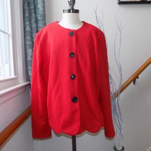 PABLO COLLECTION Red Scalloped Hem Blazer Size 1X (no size tag)